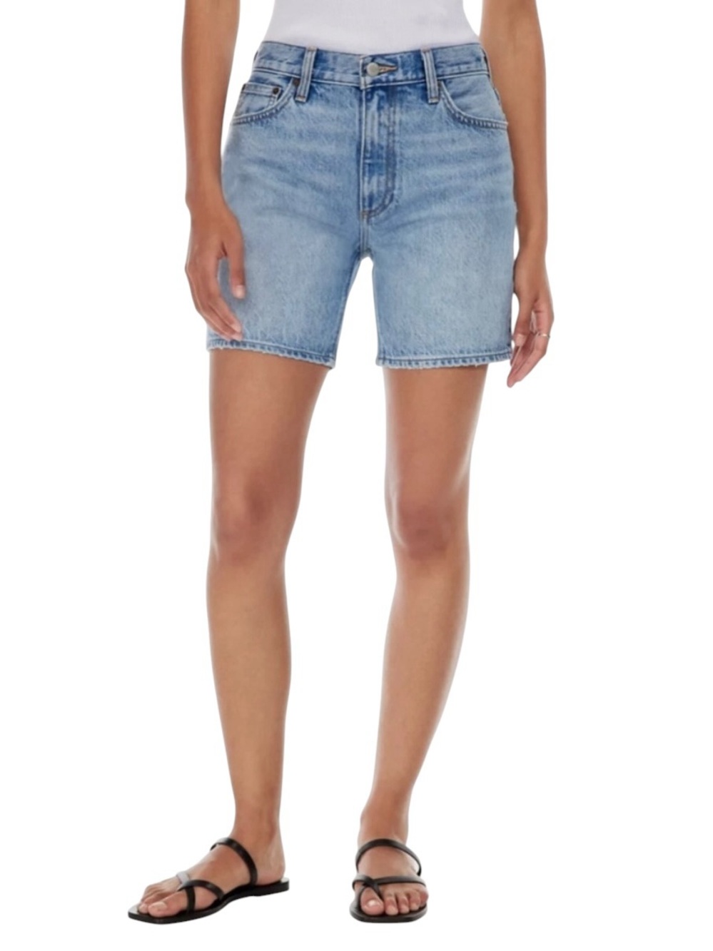 Aritzia Denim Forum The City Slim Mid-Thigh Denim Short Blue Sz 27